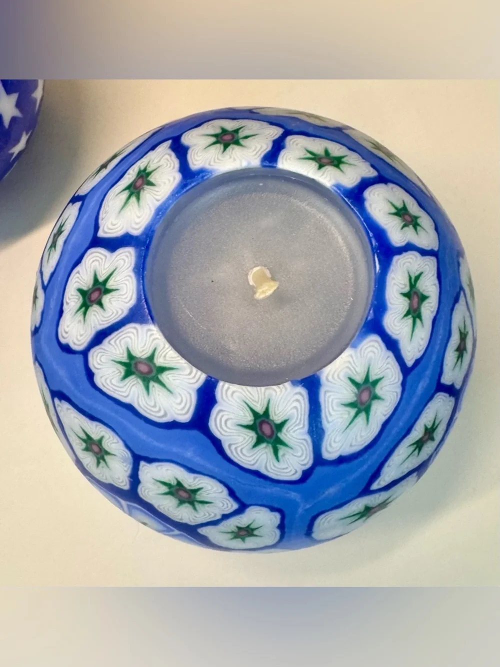 Vintage Millefiori Stained Glass Glow Ball Candle